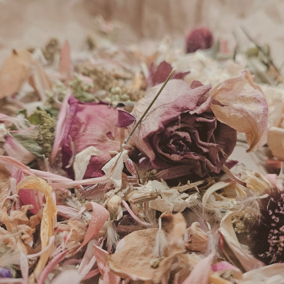 Hand-dried Black Ribbon on Floral Petal Arrangement - Picture 12 of 16